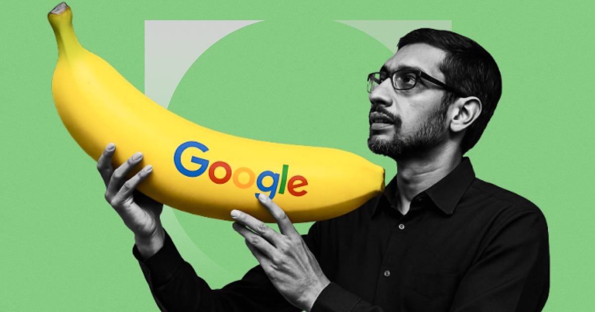 The Signal Newsletter: Image of Sundar Pichai holding a banana. Google's Gemini 3 dominates with simultaneous launch of flagship reasoning model, Nano Banana Pro image generation tool, and Google Antigravity agentic development platform. The Signal Newsletter: Image of Sundar Pichai holding a banana. Google's Gemini 3 dominates with simultaneous launch of flagship reasoning model, Nano Banana Pro image generation tool, and Google Antigravity agentic development platform.