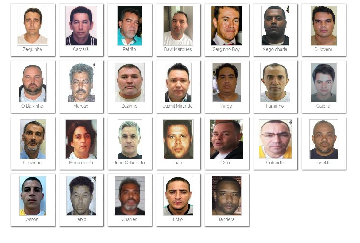 Lista dos criminosos mais procurados do Brasil divulgada pelo Ministério da Justiça.