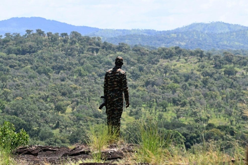 Undated photo of a soldier patrolling a forested area in the Ivory Coast for illegal gold mining. (AFP) Undated photo of a soldier patrolling a forested area in the Ivory Coast for illegal gold mining. (AFP)