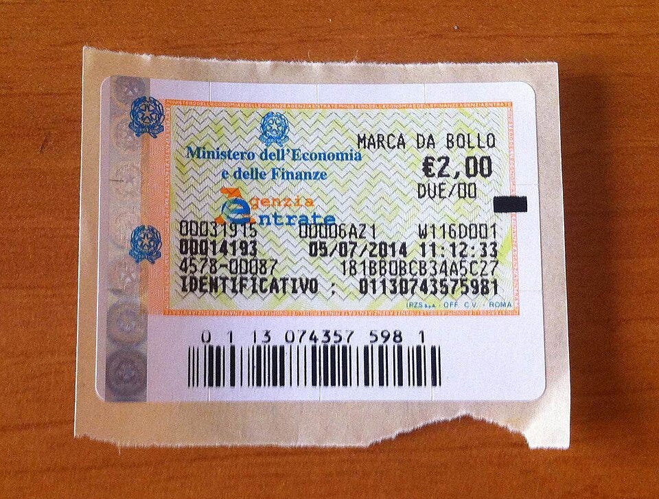Marca da bollo in Italy