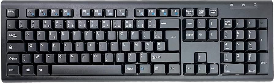 French European (AZERTY) Wired USB Keyboard (Black Keys White Letters or  Characters): Keyboards: Amazon.com.au