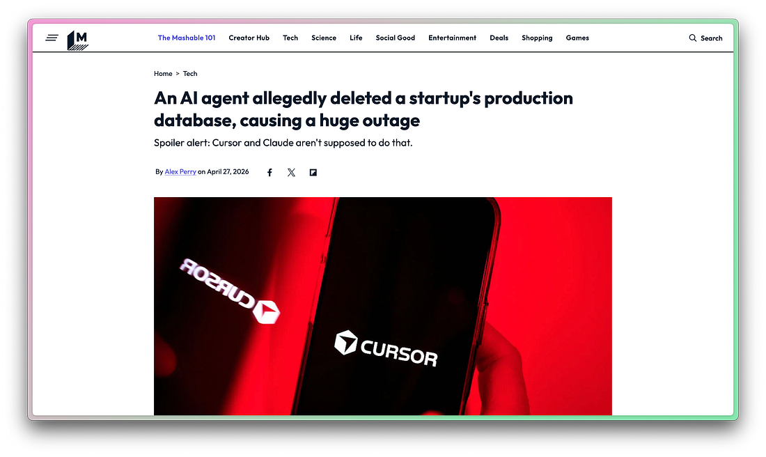 An AI agent deleted a production database in 9 seconds