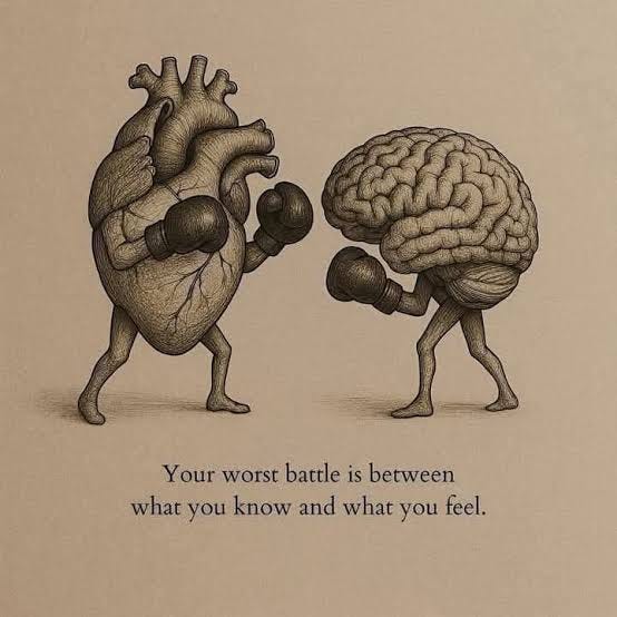 Brain and heart conflict in a cartoon illustration : Second Language Strategies