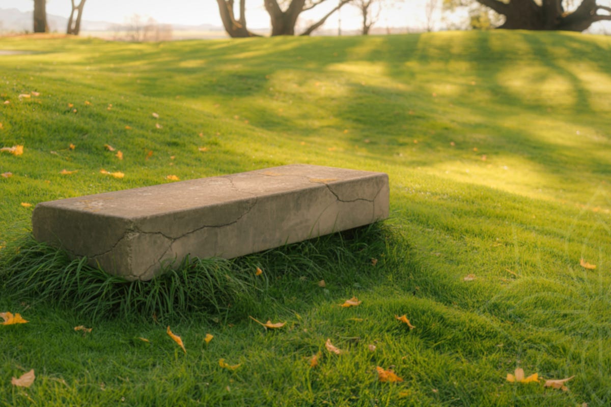 Minimal image of a solid stone or concrete structure resting firmly in place, with soft natural light and no visible movement, representing financial movement without urgency or threat.
