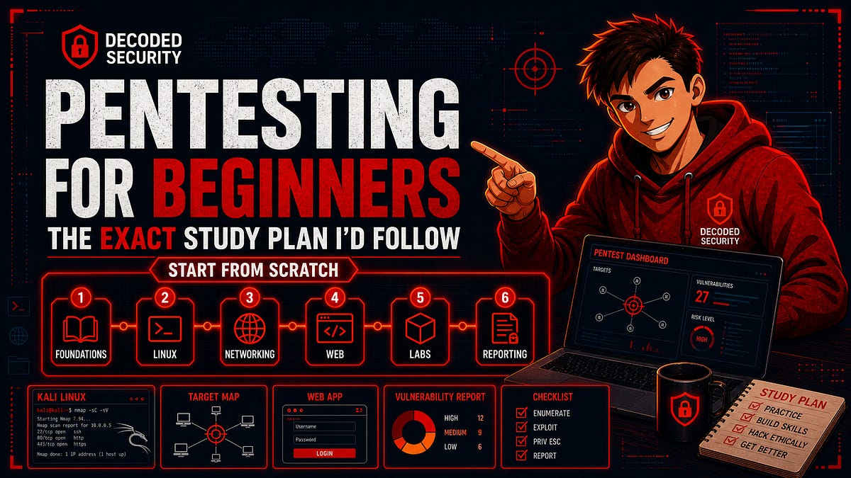 Penetration Testing for Beginners: The Exact Study Plan I’d Follow If I Had to Start From Scratch