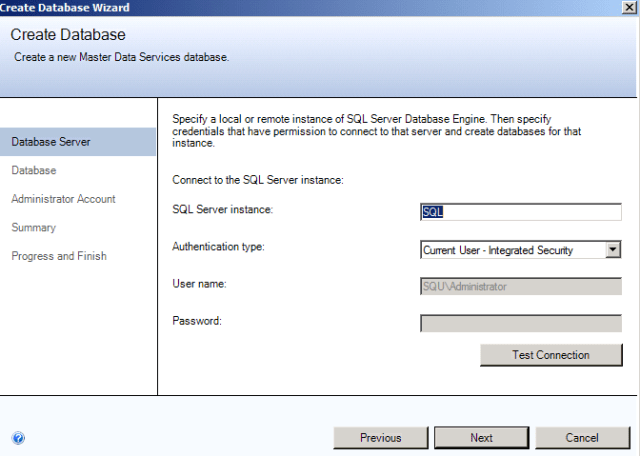 2 SQL Server 2012 Master Data Services MDS database credentials SQL Server 2012 Master Data Services MDS database credentials