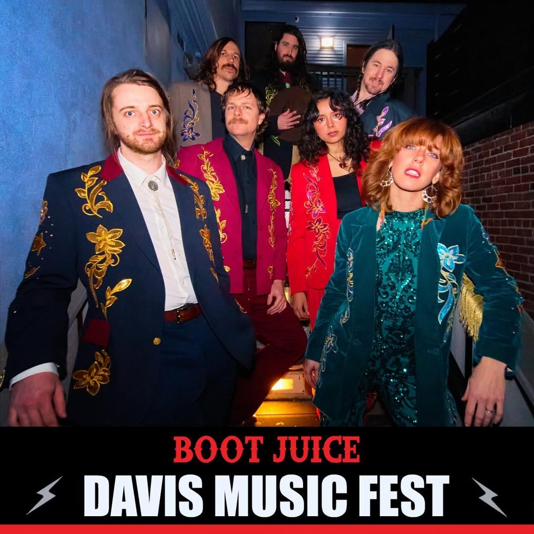 May be an image of 6 people and text that says 'BOOT JUICE DAVIS MUSIC FEST'