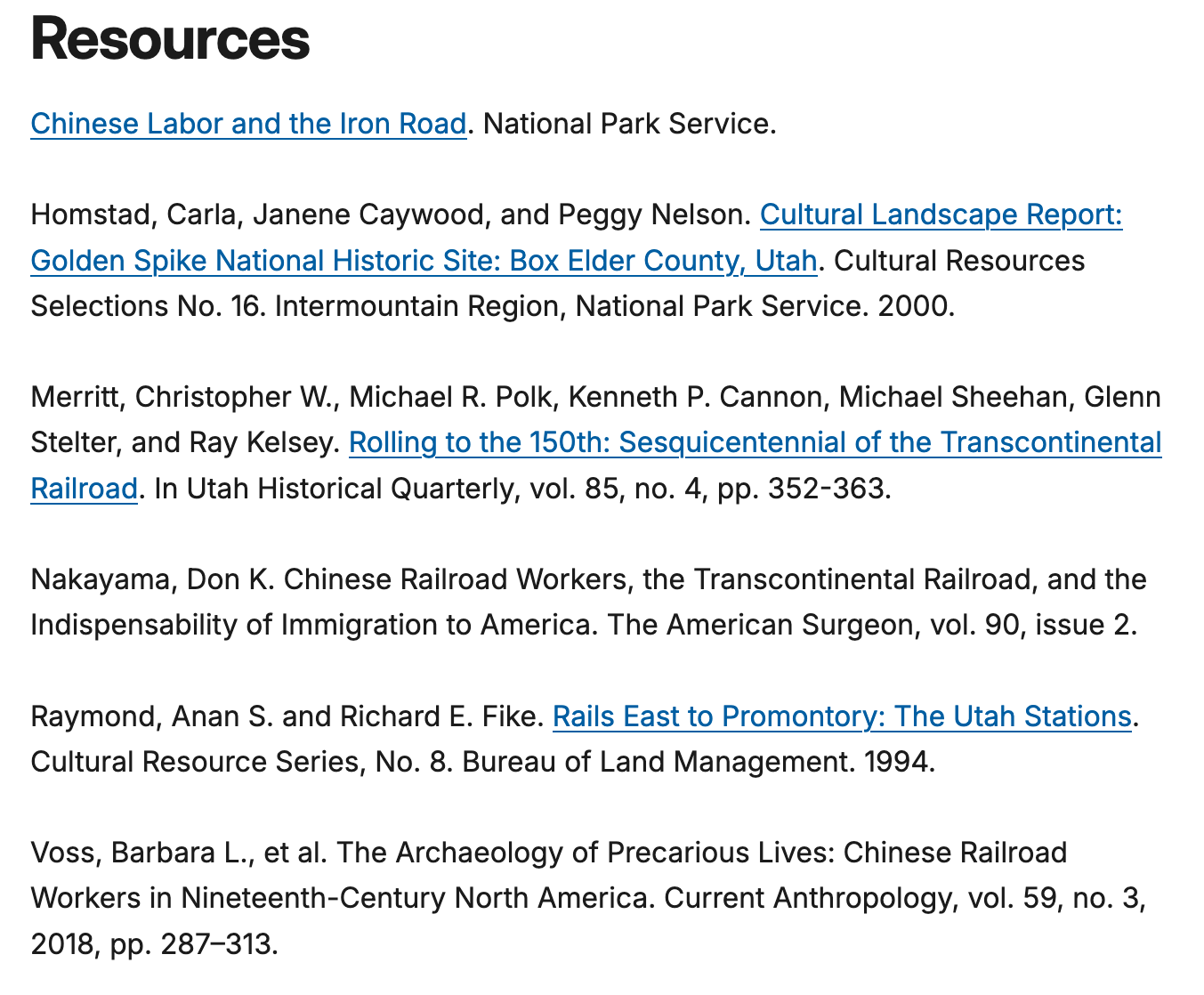 screenshot of an online list