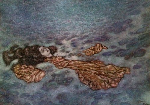 dulac_mermaid5_foam "Dashed overboard and fell, her body dissolving into foam..." - The Little Mermaid, by Hans Christian Andersen, illustrated by Edmund Dulac