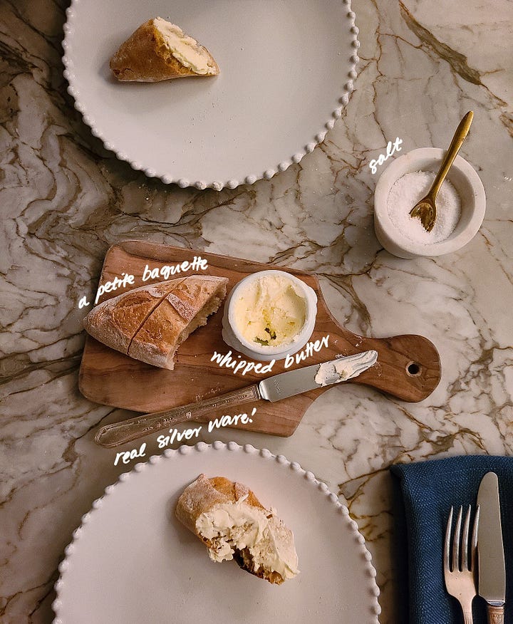 Coquette Charlotte dinner spread
