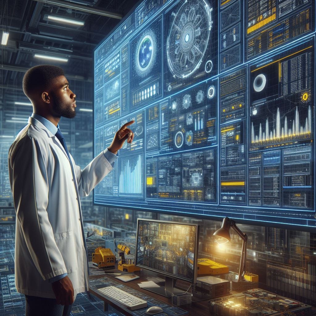 Scientist checking an AI system requirements