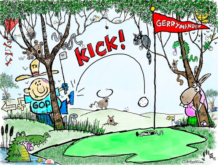May be an image of ‎golf, golf course and ‎text that says '‎บูม" ปูล まや GERR GERRYMANDER MANDER ΚΙςκ! מסב l GOP اسله Fepynl CLAYTOONZCOM‎'‎‎