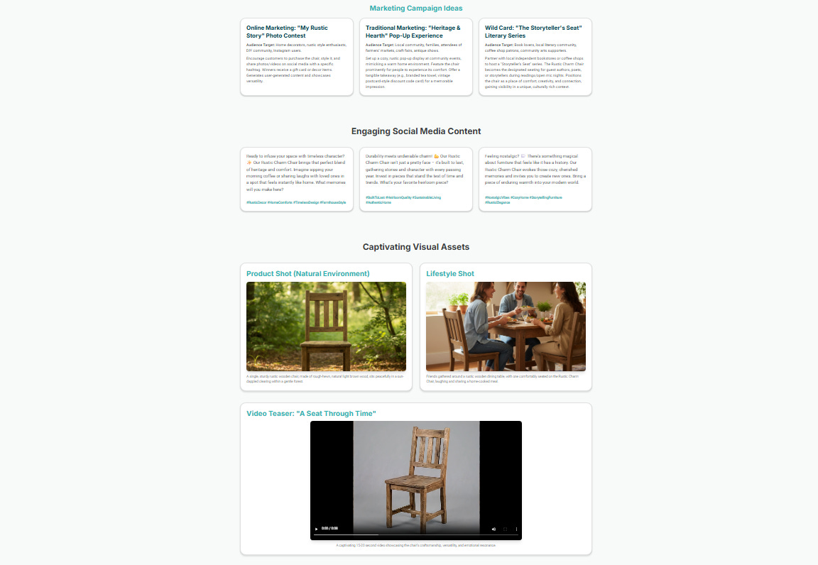 Product Marketer output with social media content, campaign ideas, and visuals Product Marketer output with social media content, campaign ideas, and visuals
