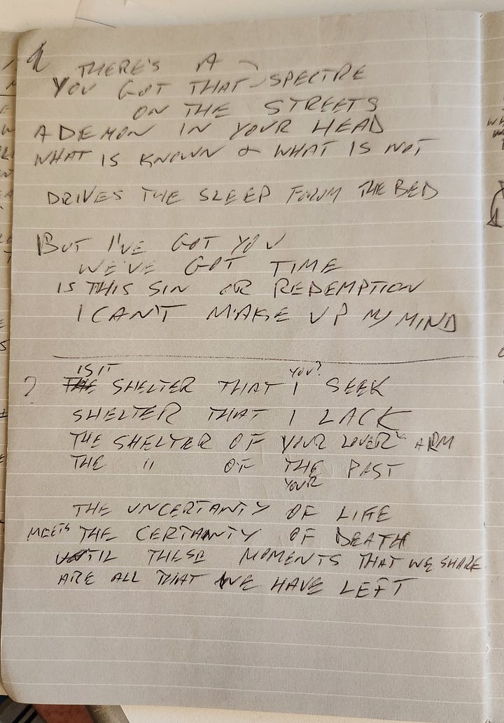 Images that show my lyrics as written in my journal.