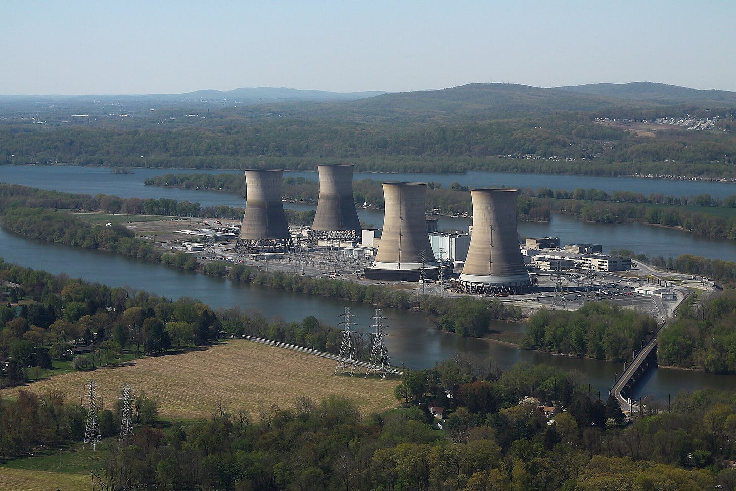 The Three Mile Island nuclear power plant on Three Mile Island, circa 1979 The Three Mile Island nuclear power plant on Three Mile Island, circa 1979