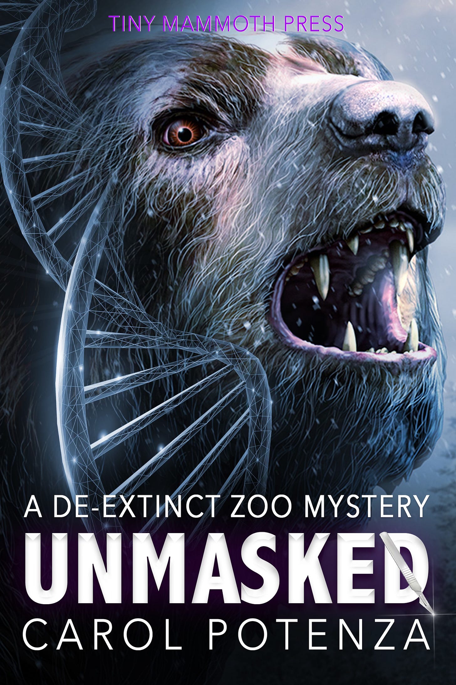 Cover of Unmasked with a bear's head and lots of sharp teeth