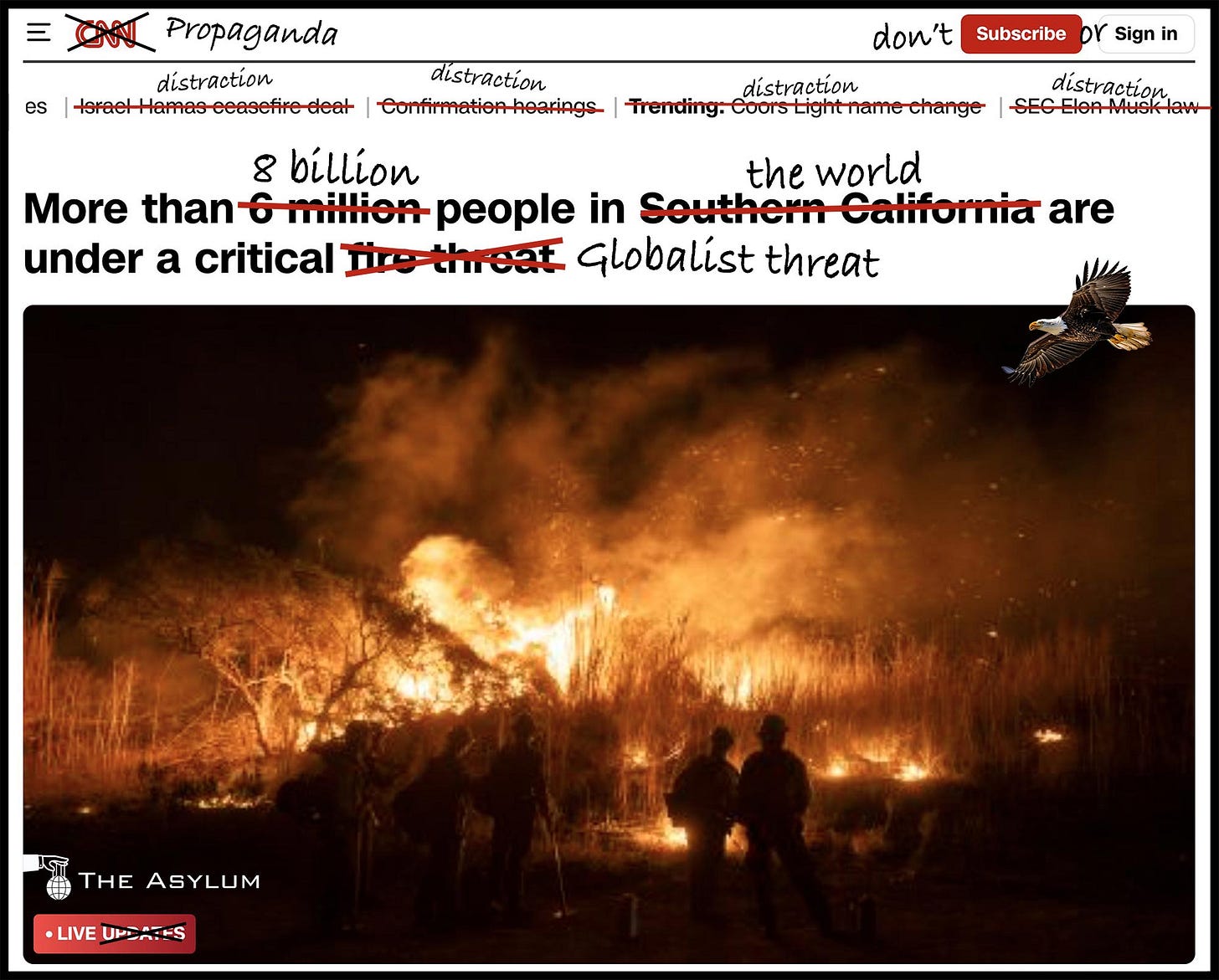 A CNN Headline changed to reflect reality: More than 8 billion people in the world under a critical globalist threat.