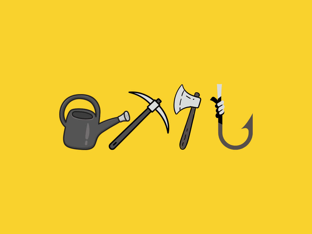 yellow background with garden tools on it yellow background with garden tools on it