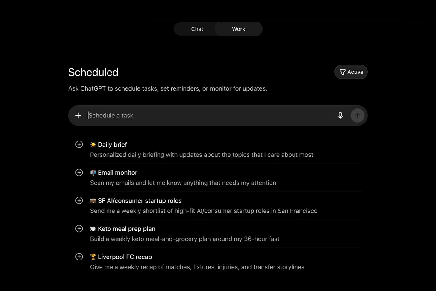 ChatGPT Work - scheduled tasks ChatGPT Work - scheduled tasks