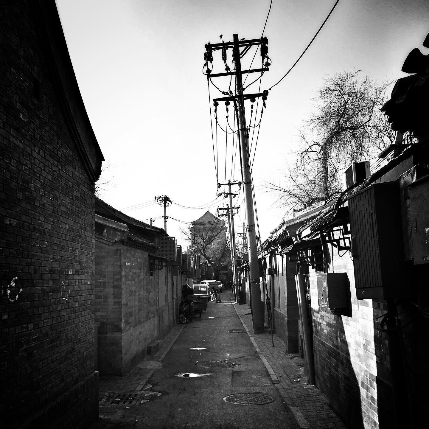 The Bell Tower in Beijing, as seen from a nearby hutong.