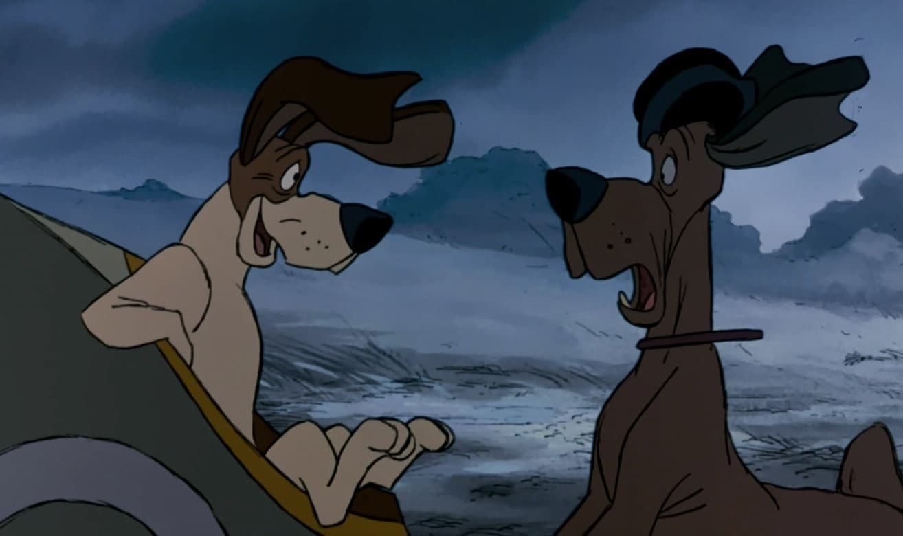 Screencap of two dogs from the animated film The Aristocats Screencap of two dogs from the animated film The Aristocats