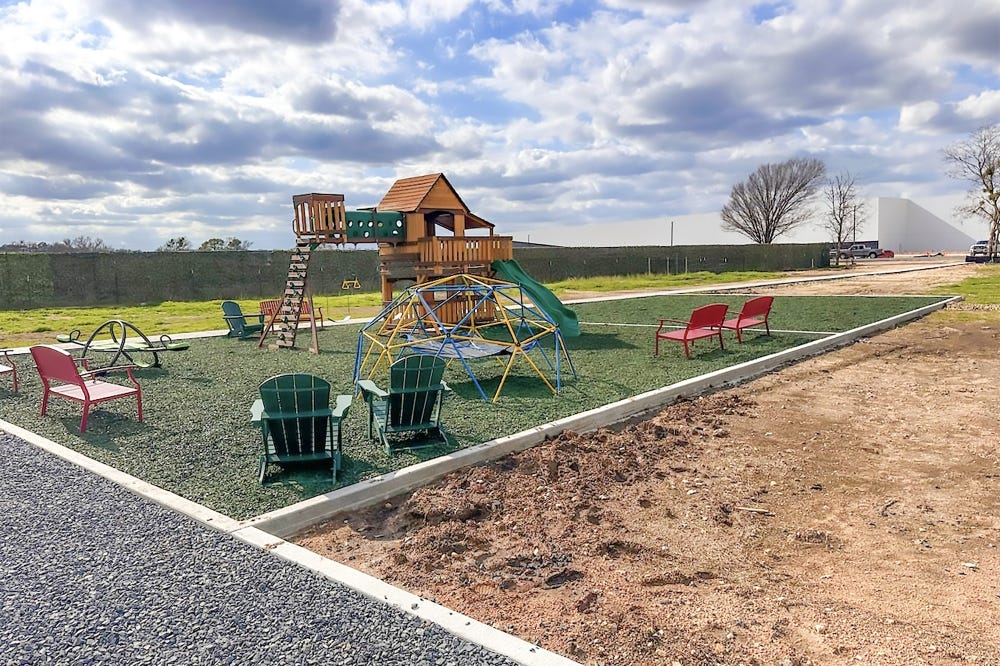 A playground and pickleball court are located at Hyperloop Plaza. (Traci Rodriguez/Community Impact) A playground and pickleball court are located at Hyperloop Plaza. (Traci Rodriguez/Community Impact)