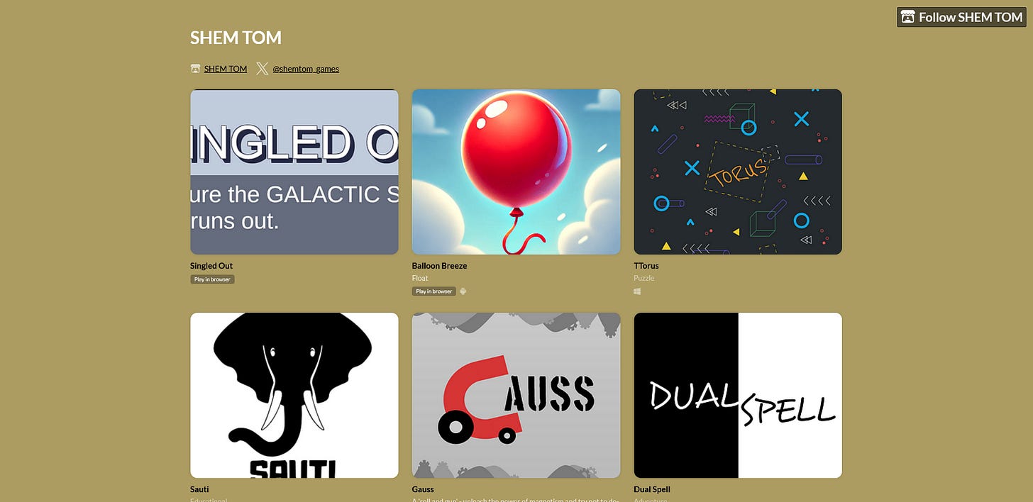 Some game titles Shem has worked on Asili games