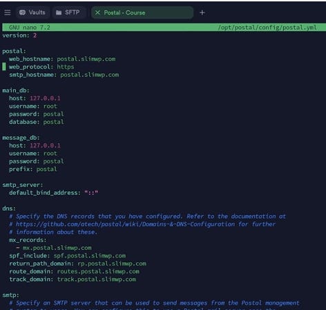 Postal SMTP Setup Postal SMTP Setup