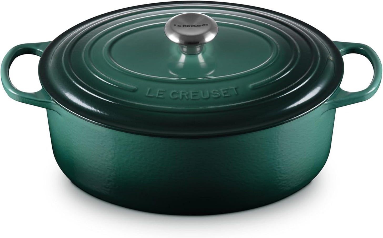 Green Le Creuset Enameled Cast Iron Signature Oval Dutch Oven