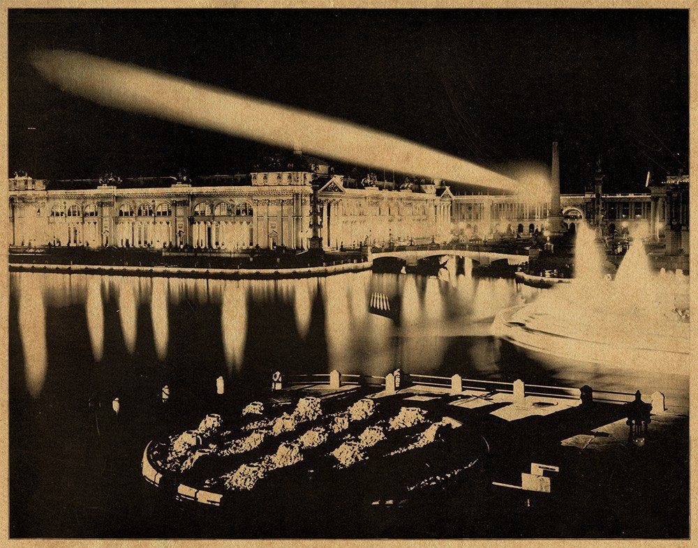 1893 Chicago World's Fair, lighting by Nikola Tesla and George ...