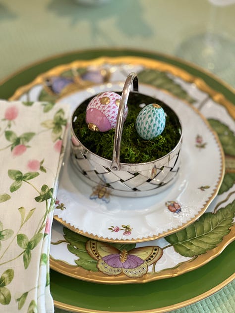 Easter Tablescapes with Herend Figurines and Anna Weatherly China