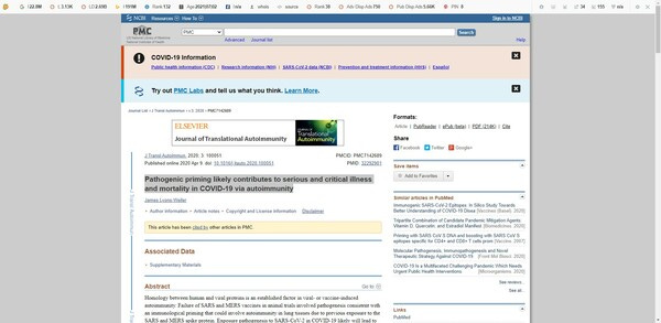 Pathogenic priming likely contributes to serious and critical illness and mortality in COVID-19 via autoimmunity