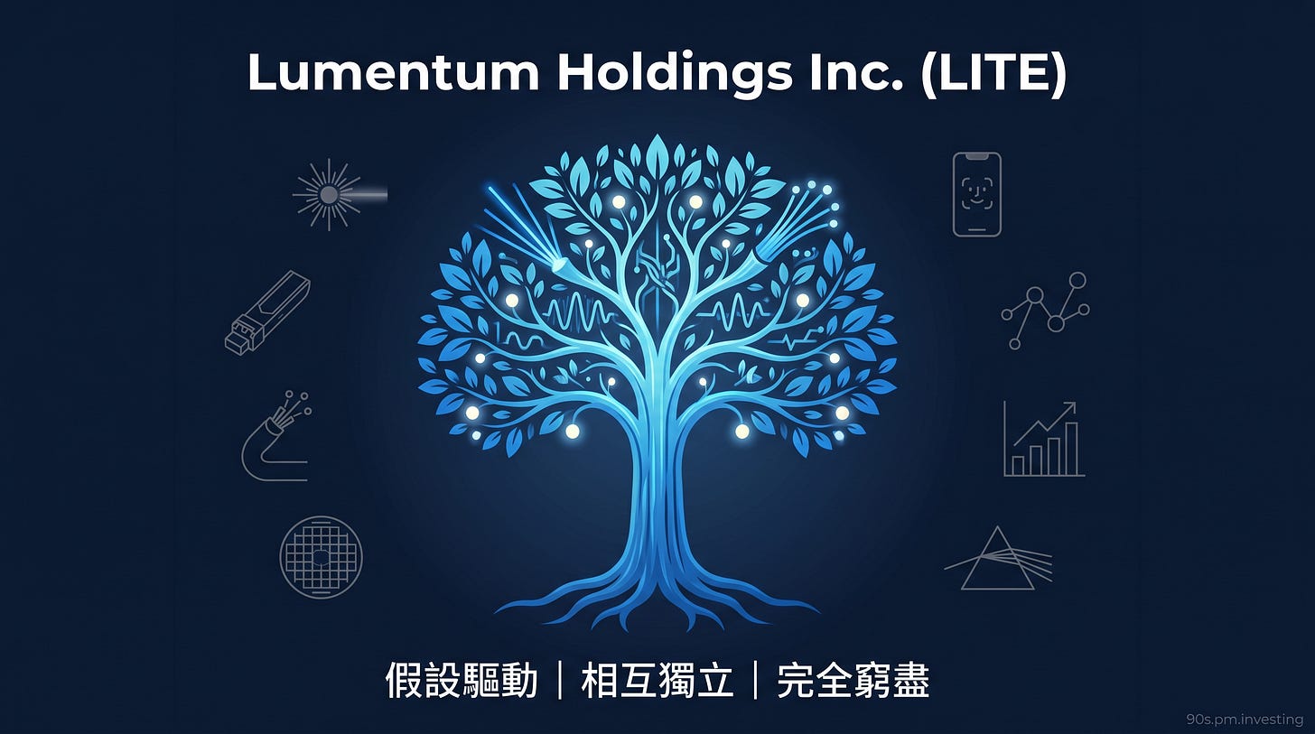 Lumentum LITE 藍色光子樹封面,中文 MECE 標語 Lumentum LITE 藍色光子樹封面,中文 MECE 標語