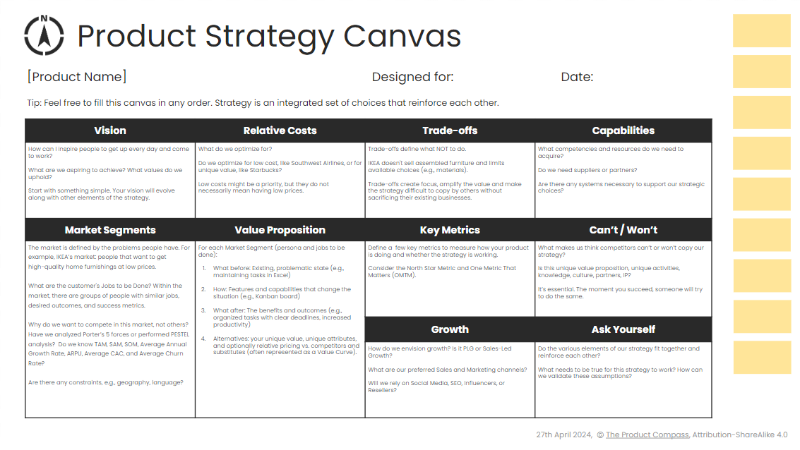 Product Strategy Canvas (Product Strategy Framework) Product Strategy Canvas (Product Strategy Framework)