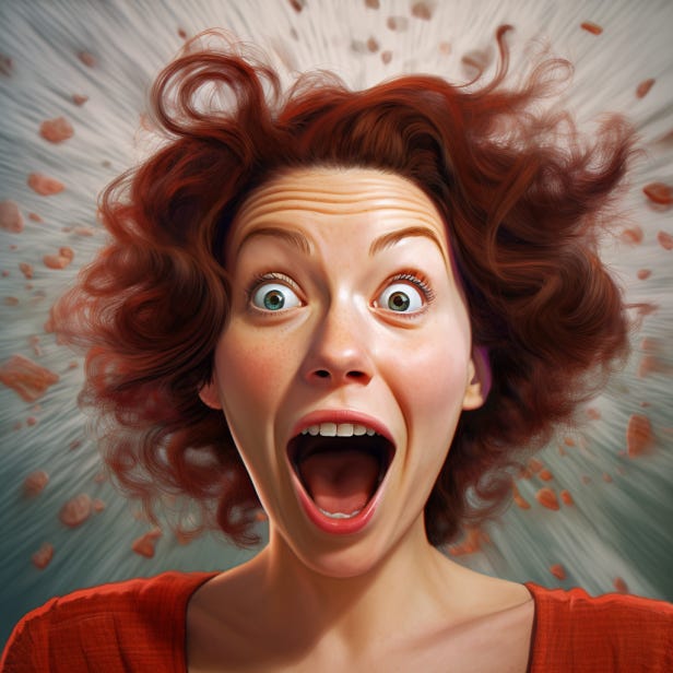 But wait there's more expression on a woman's face