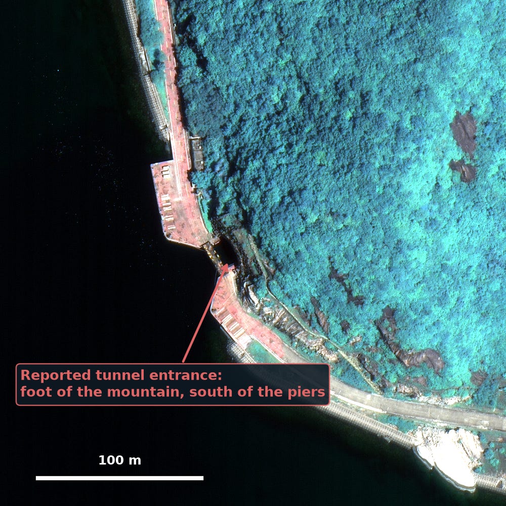 Zoom of the mountain foot where the tunnel is reported Zoom of the mountain foot where the tunnel is reported