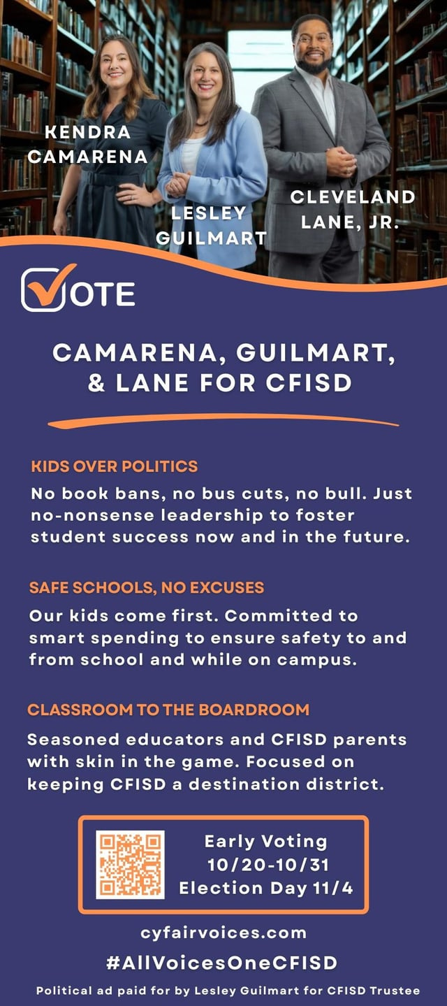 r/CypressTX - Upcoming CFISD School Board Election r/CypressTX - Upcoming CFISD School Board Election
