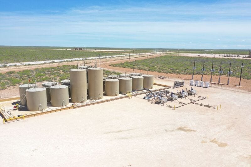 Water pit near a rig