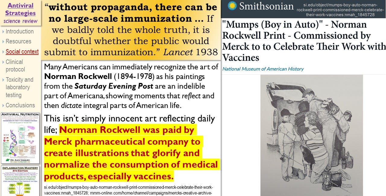 Our American Vaccination Indoctrination (2) Norman Rockwell's Americana art was sponsored by Merck, pharma to integrate their vaccines into American culture 