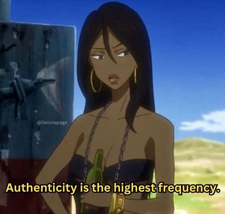 This may contain: an anime character with the caption authenticity is the highest frequency,