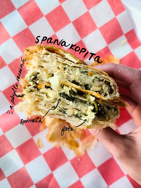 MOCCO BISTRO spanakopita and zabono tiropita