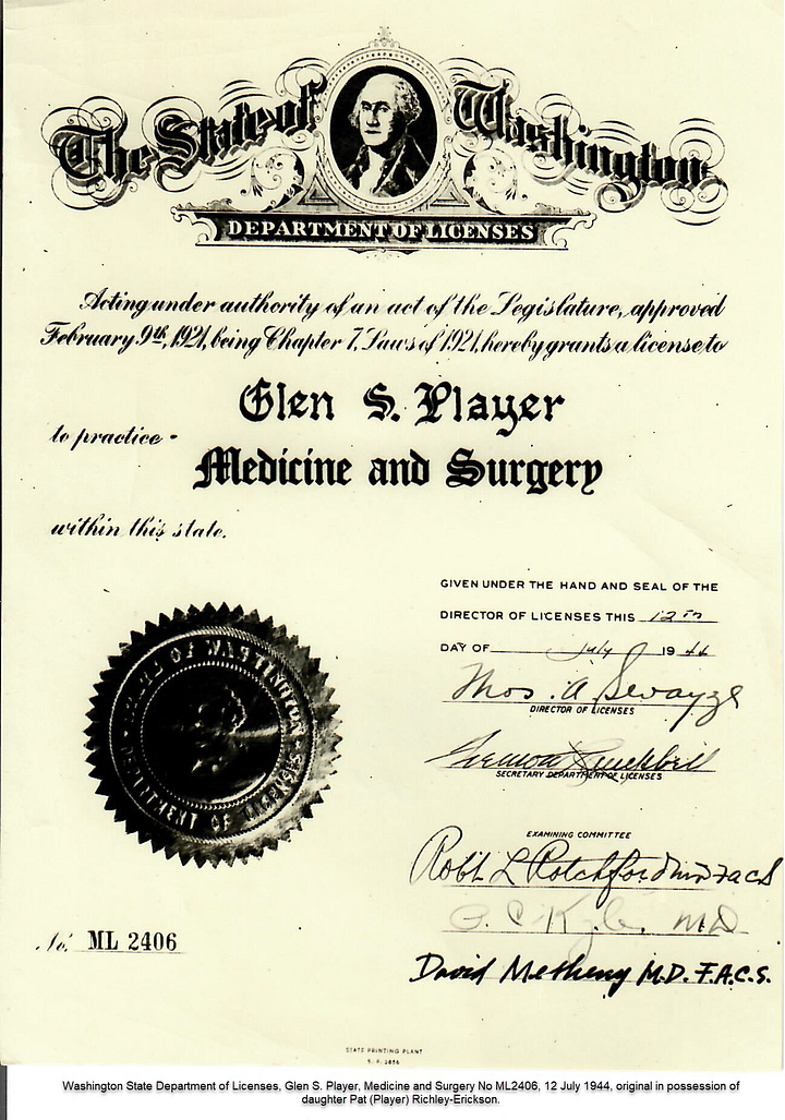 Glen S. Player, MD with his 4th wife Blanche Myrtle (Jackson) Bennett Player.