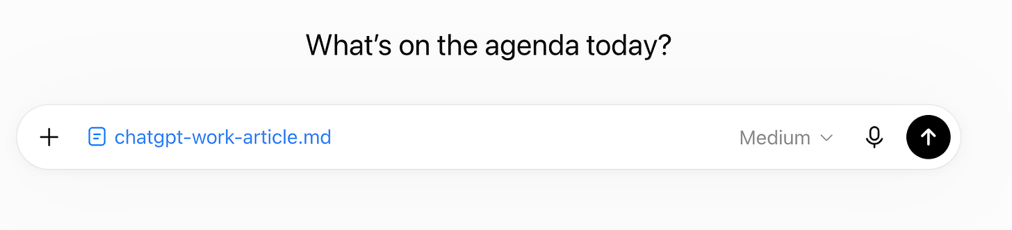 A Library file attached to a new ChatGPT conversation