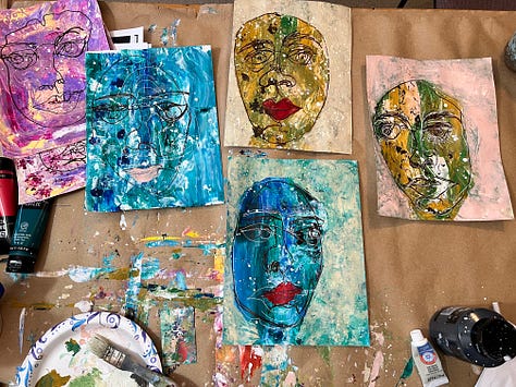 Portraits of Abstract Women, Acrylic Painting