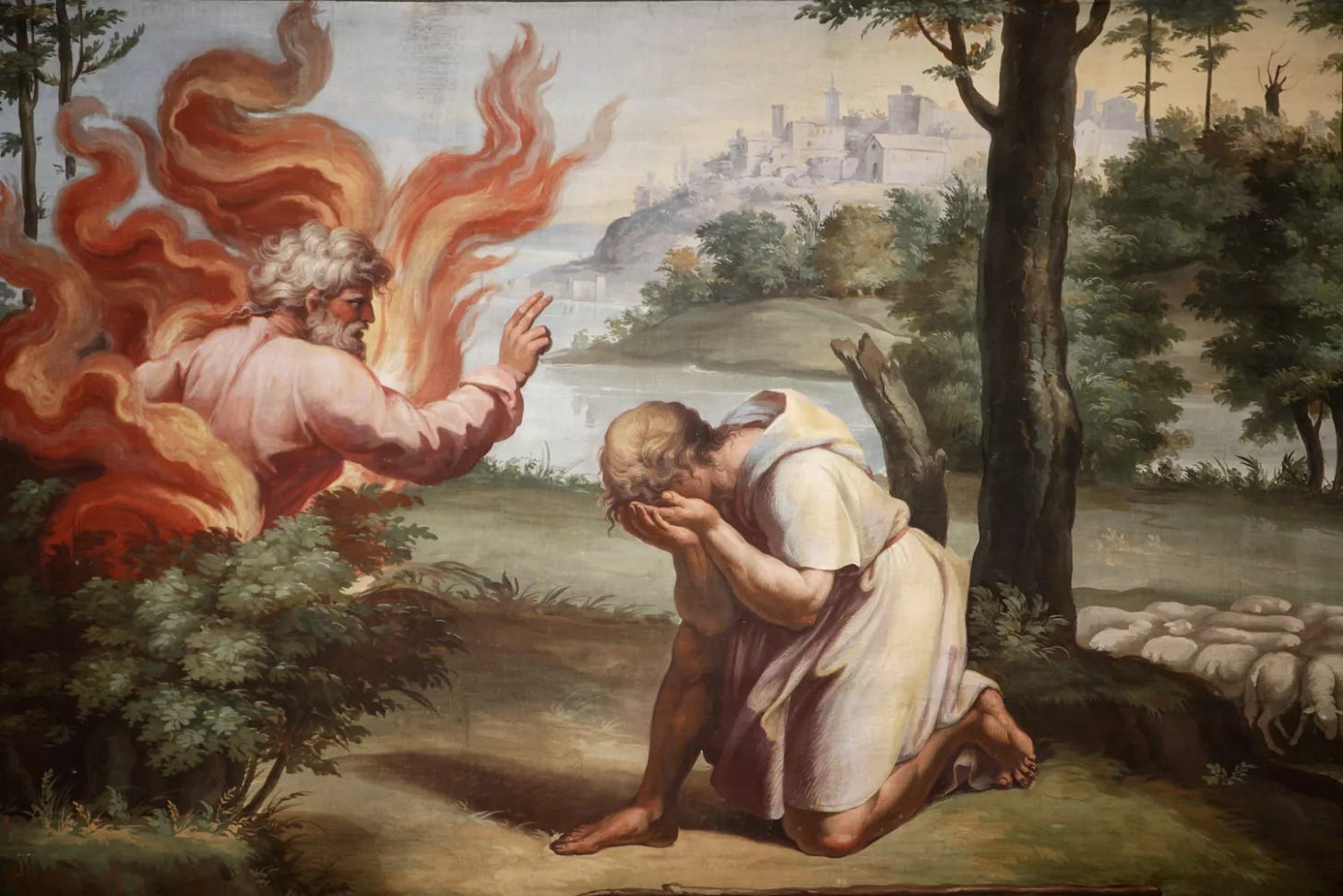Painting of Moses and the burning bush.