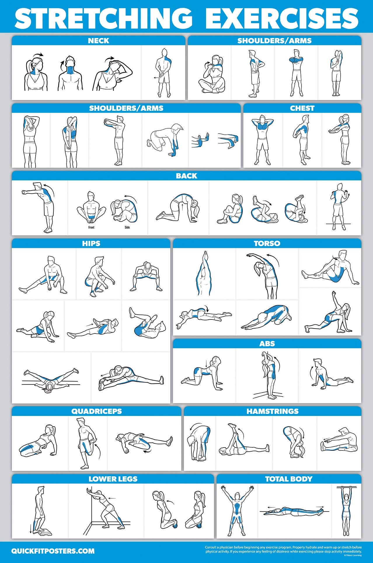 QuickFit 3 Pack - Dumbbell Workouts + Bodyweight Exercises + Stretching  Routine Poster Set - Set of 3 Workout Charts (Laminated, 18" x 27") :  Amazon.in: Sports, Fitness & Outdoors