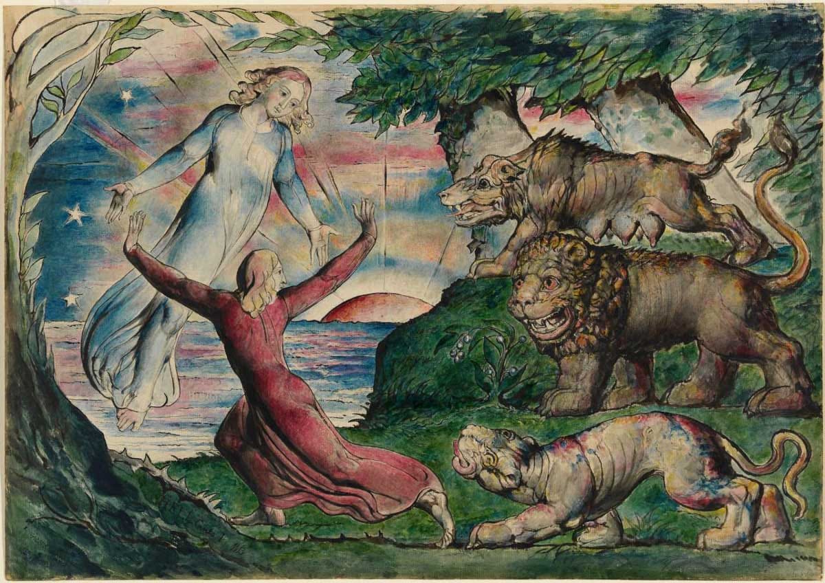 dante inferno blake watercolour leopard lion wolf dante inferno blake watercolour leopard lion wolf
