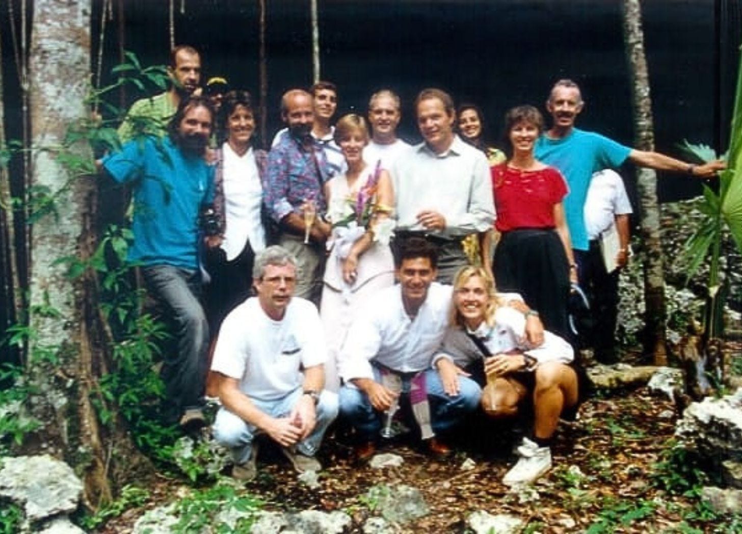 Cenote Dos Ojos wedding party, 1993