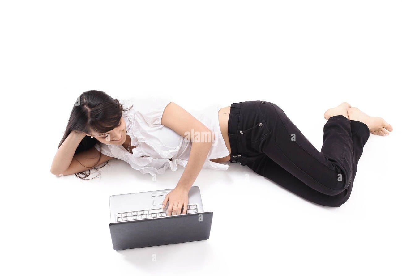 Woman typing on computer keyboard Cut Out Stock Images & Pictures - Alamy