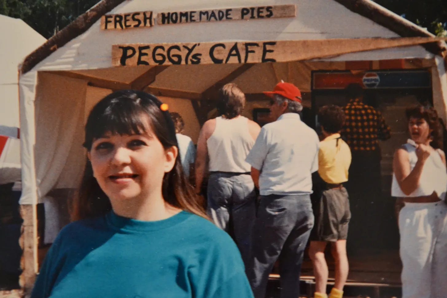 Mary of Anchorage Memories at the Peggy's Cafe Booth in Anchorage, Alaska.